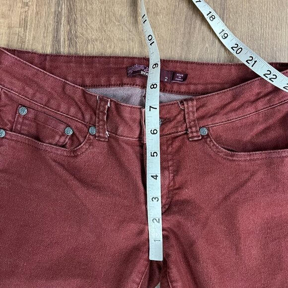 Prana Burgundy Maroon Red Jeans Sz 2 - Picture 6 of 9